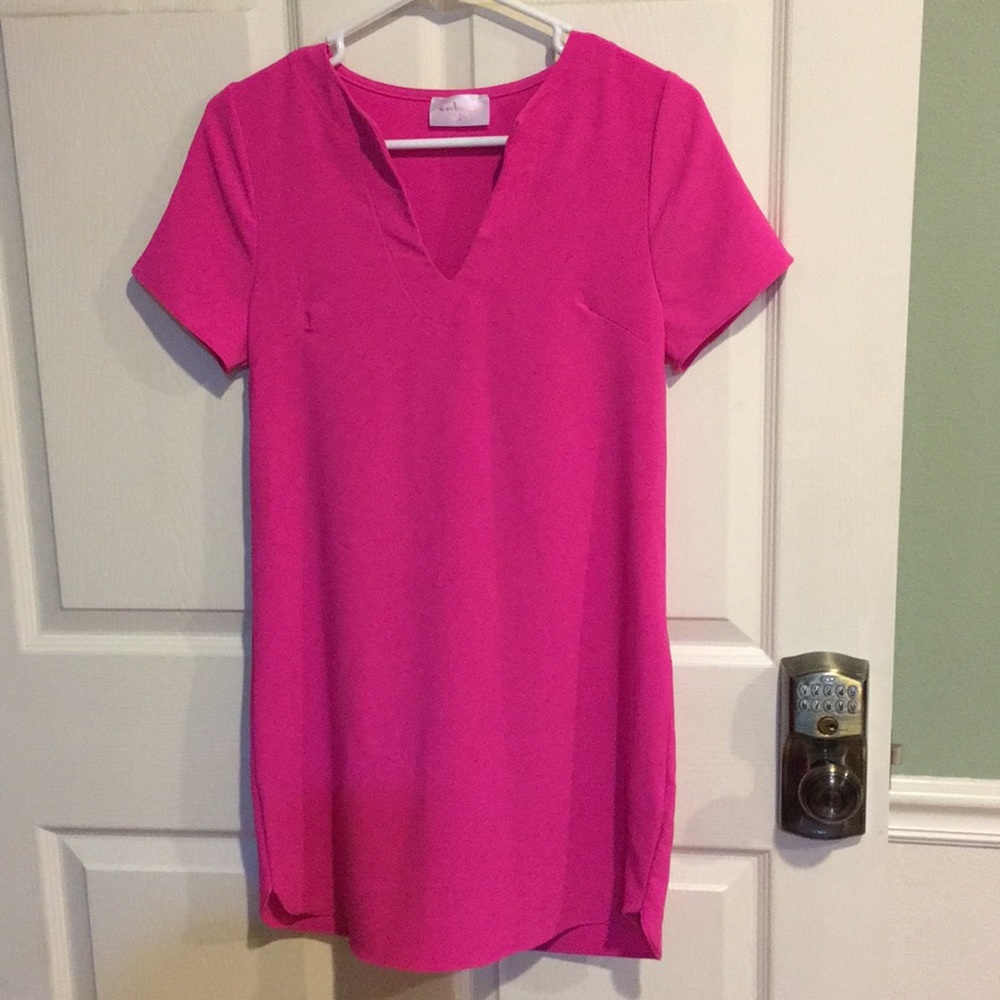 Small Polyester Hot Pink Dress